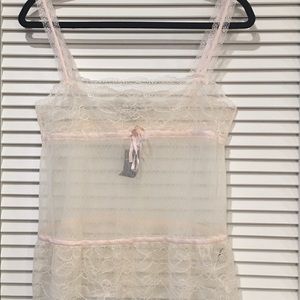 Blush Abercrombie and Fitch Sheer Lace Tank Top